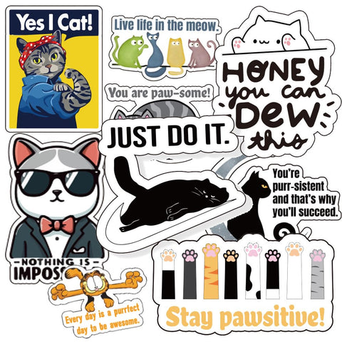Motivational Cats Stickers | Teacher Stickers Classroom Reward Stickers Incentive Sticker for Kids Stickers
