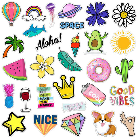 30 Pcs Cute Water Bottle Stickers Waterproof - Cute Stickers Aesthetic Sticker Pack Laptop Stickers Cute Sticker Pack Vinyl Stickers for Water Bottles - Waterproof Stickers Cute Aesthetic Stickers