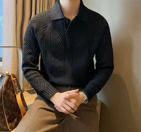 Cozy Cable Knit Long Sleeve Shirt for Men