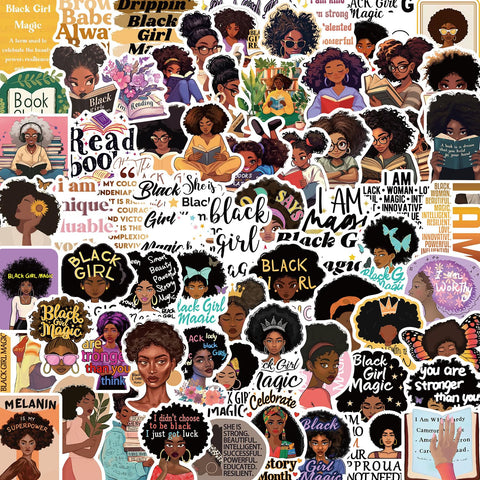 100PCS Black Girl Book Stickers for Kindle Black Girl Magic Affirmation Stickers Black Girls Bookish Stickers Positive Stickers for Women Reading Stickers Black Women Stickers