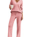 Ekouaer Pajamas for Women 2 Piece Lounge Set Fuzzy Fleece Long Sleeve Pullover Sweater Top Wide Leg Pants Set Outfits TaroMedium