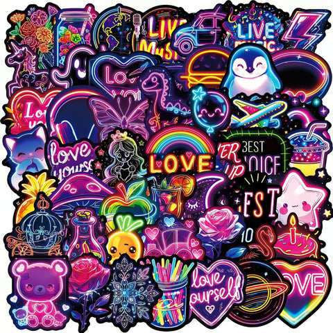 Waterproof Stickers for Water Bottle50PCS Neon Stickers Graffiti Stickers for Laptop Water Bottles Vinyl Waterproof Inspirational Stickers Cool Stickers