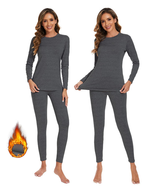 YADIFEN 2 Pack Thermal Underwear for Women Long Johns Thermal Sets with Fleece Lined Long Underwear Thermals Top and Bottom Set