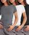 ANRABESS Women’s 3 Pack Short Sleeve Tight Shirts Going Out Crop Tops Basic Fitted Tees Y2k Summer Clothes for Teen Girls Black White Deep Grey Small