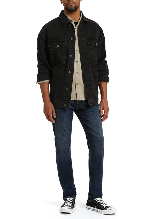 Mavi Zach Mens Straight Leg Jeans Regular Rise Jeans for Men Dark Brushed Athletic Dark Wash Jeans 30 x 32