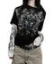 NaranjaBurbuja Y2k Fairy Grunge Graphic Long Sleeve Tees Tops Women E-Girls Aesthetic Gothic Skull Print Baggy T Shirts Emo Clothes 0-black Retro Fashion Uiui