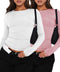 YGOODM Womens Long Sleeve Shirts Pack Crew Neck Crop Tops Solid Slim Fit Tees Casual Basic Y2K Tshirts(M)