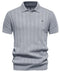 Ribbed Knit Polo Shirt for Men