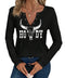 Womens Howdy Shirts Cowgirl Country Concert Outfits Cute Western Graphic Tees Casual Summer Notched Neck Long Sleeve Tops (BlackXL)