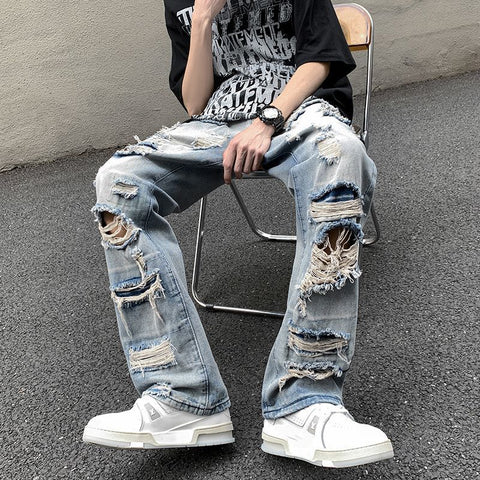 Couple Design Perforated Jeans for Men