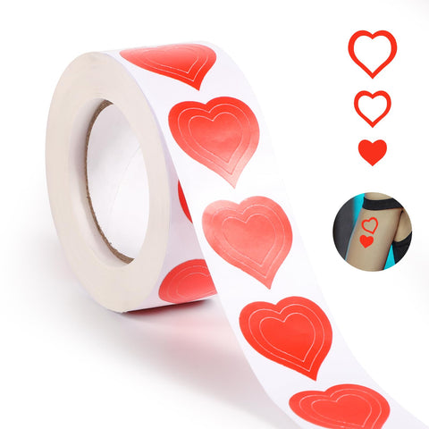 500PCS Tanning Stickers 1 Inch Red Heart Shaped Body Stickers Sun Body Stickers for Tanning Self Adhesive Tanning Bed Stickers Sunbathing Stickers