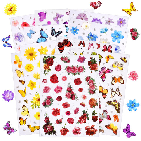 287Pcs Flower Butterfly Stickers for Laptop Stickers Water Bottle Stickers Scrapbook Stickers Cute Stickers for Adults and Kids Bullet Junk Journal Stickers