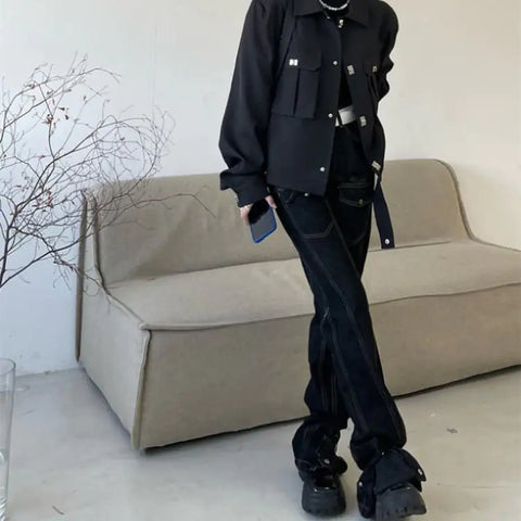 Women's High Waist Loose Slim Wide Leg Trousers