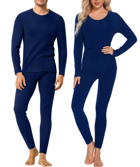 SWOMOG Women & Men Thermal Underwear Sets Men Ultra Soft Long Johns Base Layer Fleece Lined Warm Top & Bottom for Cold Weather Navy Blue