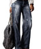 Flamingals Straight Leg Jeans for Women Ripped Raw Hem Mid Waisted Bootcut Jeans Without Belts Gray 3XL
