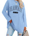 ORANDESIGNE Women Graphic Long Sleeve T Shirts Oversized Letter Print Tees Casual Crewneck Tunic Tops Hawaii Blue Large