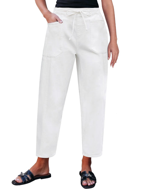 luvamia Womens White Jeans Trousers Pants for Women Baggy Jeans for Woman Barrel Jeans Women Western Jeans for Women Stretchy Jeans for Women Cream White Size Medium US Size 8 to Size 10