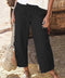 Solid Color Loose Wide Leg Cotton Hemp Trousers (One Piece)