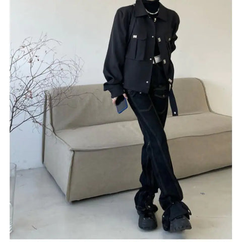 Women's High Waist Loose Slim Wide Leg Trousers