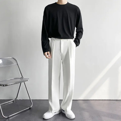 Men's Wide-Leg Loose Straight-Leg Trousers for Spring/Summer