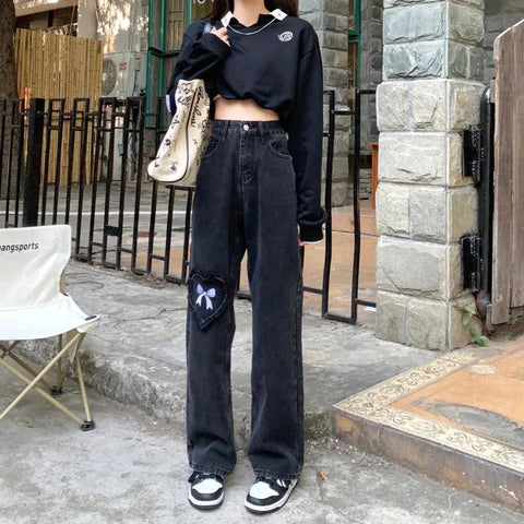 Loose High Waist Straight Wide Leg Mopping Trousers