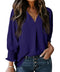 Dokotoo Womens Tops Spring Fashion 2024 Babydoll Tops V Neck Shirts Ladies Tops and Blouses Business Casual Tops 3/4 Sleeve Tops Dressy Blouse Womens Clothing Navy Blue Blouses for Women XXL