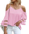Jouica Cold Shoulder Tops for Women Womens Tops Dressy Casual Summer Tops for WomenLight PinkX-Large