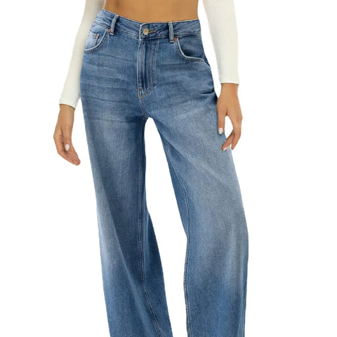 Women's Casual Loose Wide-Leg Denim Trousers