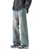 PRIJOUHE Mens Loose Fit Jeans Elastic Waist Wide Leg Baggy Jean Cargo Pants Trousers