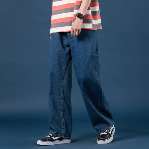 Light-Colored Loose Wide-Leg Denim Trousers