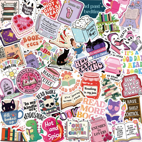 50PCS Book Stickers for Kindle Holographic Reading Stickers Bookish Stickers for Adults Holographic Book Cover Stickers Kindle Aesthetic Stickers Booktok Stickers