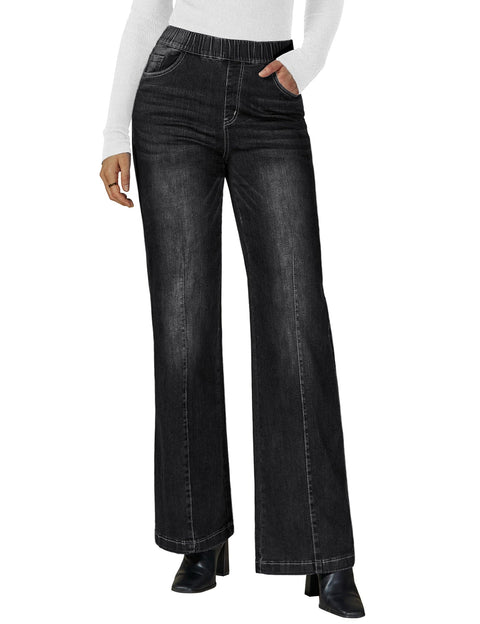 Vetinee Nwide Leg Jeans for Women High Waisted Jeans for Women Wide Leg Womens Trendy Jeans Black Jeans Womens Jeans Size 14 Dark Jeans Women Black Large Fits Size 12 Size 14