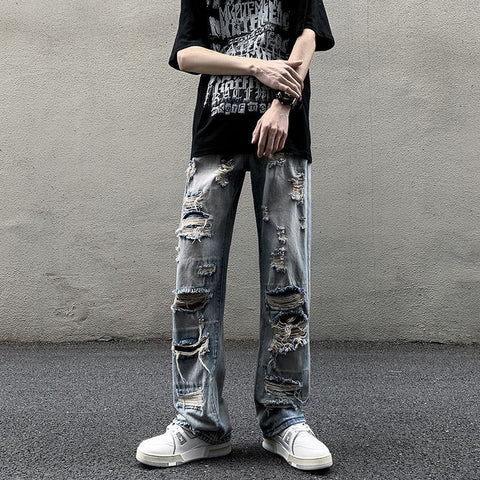 Couple Design Perforated Jeans for Men