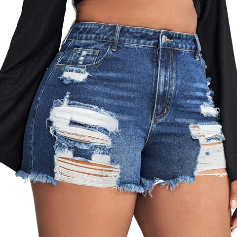 GAGELE Plus Size Denim Shorts Women High Waisted Stretch Summer Jean Shorts