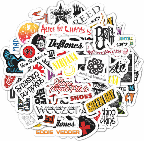 BulbaCraft 100Pcs Grunge Stickers 90s Grunge Music Rock Stickers Rock Band Stickers Grunge Gifts for Men and Women Waterproof Stickers Guitar Stickers Music Stickers