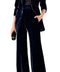 Botong Womens 2 Piece Velvet Suit Office Work Suit Notch Lapel Double Breasted Blazer Pants Business Suit Set Navy1 S