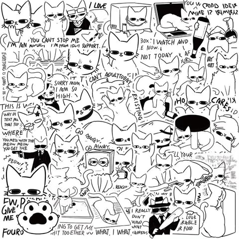Fulxposs Kawaii Stickers Cat Stickers Anime Stickers Cute Stickers Pack Stickers for Kids Aesthetic Waterproof Vinyl Stickers for Water Bottle Laptop LuggageScrapbookParty Decoration 50PCS