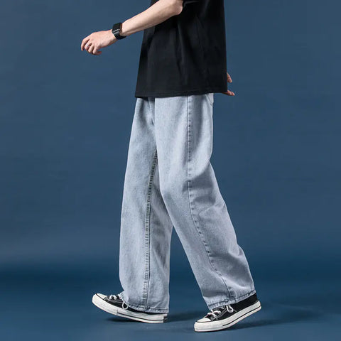 Light-Colored Loose Wide-Leg Denim Trousers