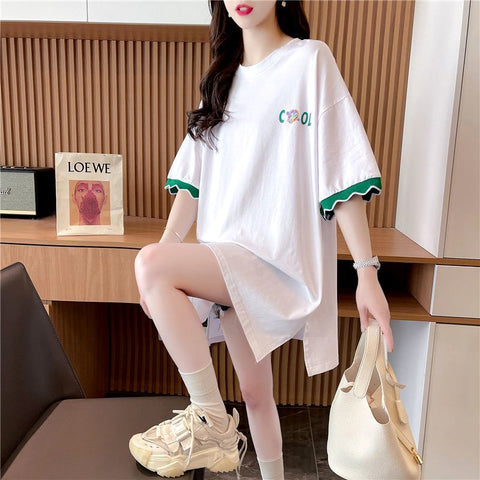 Patchwork Print Oversized Women's Casual T-Shirts