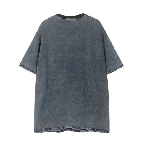 Punk Denim Short-sleeved T-shirt For Men