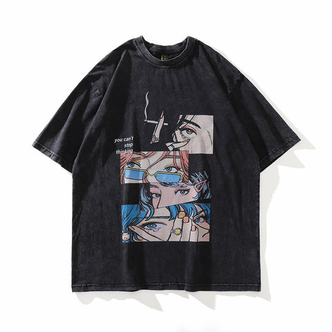 Vintage Streetwear Graffiti T-Shirt for Men
