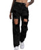 Giallino Ripped Jeans Womens Distressed high Waisted Jeans for Women Trendy Wide Straight Leg Y2k Pants Women’s Jeans Black