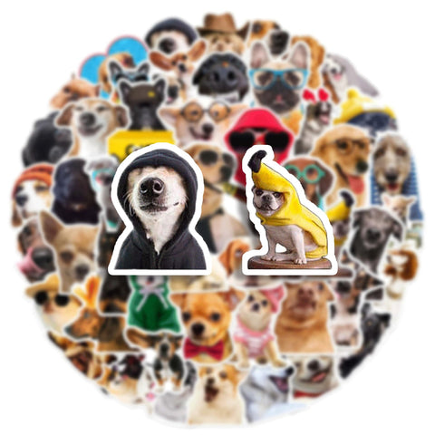 100PCS Dog Stickers Cute Animal Stickers Funny Dog Stickers Waterproof Stickers for Adult Vinyl Stickers for Water Bottles Luggage Scrapbook Guitar Snowboard Laptop Phone Bike
