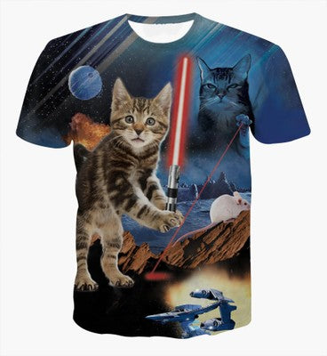 Star Wars Cat Warrior 3D T-Shirt for Men