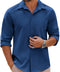 COOFANDY Mens Long Sleeve Button Down Shirts Casual Untucked Shirts Stretch Shirts Dark Blue