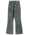 Spring High-Waisted Draped Straight Flared Jeans