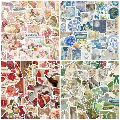 200PCS Vintage Aesthetic Stickers Victorian Aesthetic Stickers for Water Bottles Scrapbook Aesthetic Stickers Vintage Junk Journal Stickers Teens Adults