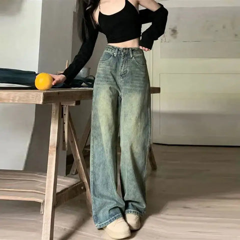 Nostalgic Retro Loose American Wide-leg Trousers