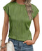 LILLUSORY Womens Short Sleeve Dressy Tops Crewneck Textured Tops Cute Summer Tops 2024 Basic T-Shirts Work Blouses ArmyGreen L